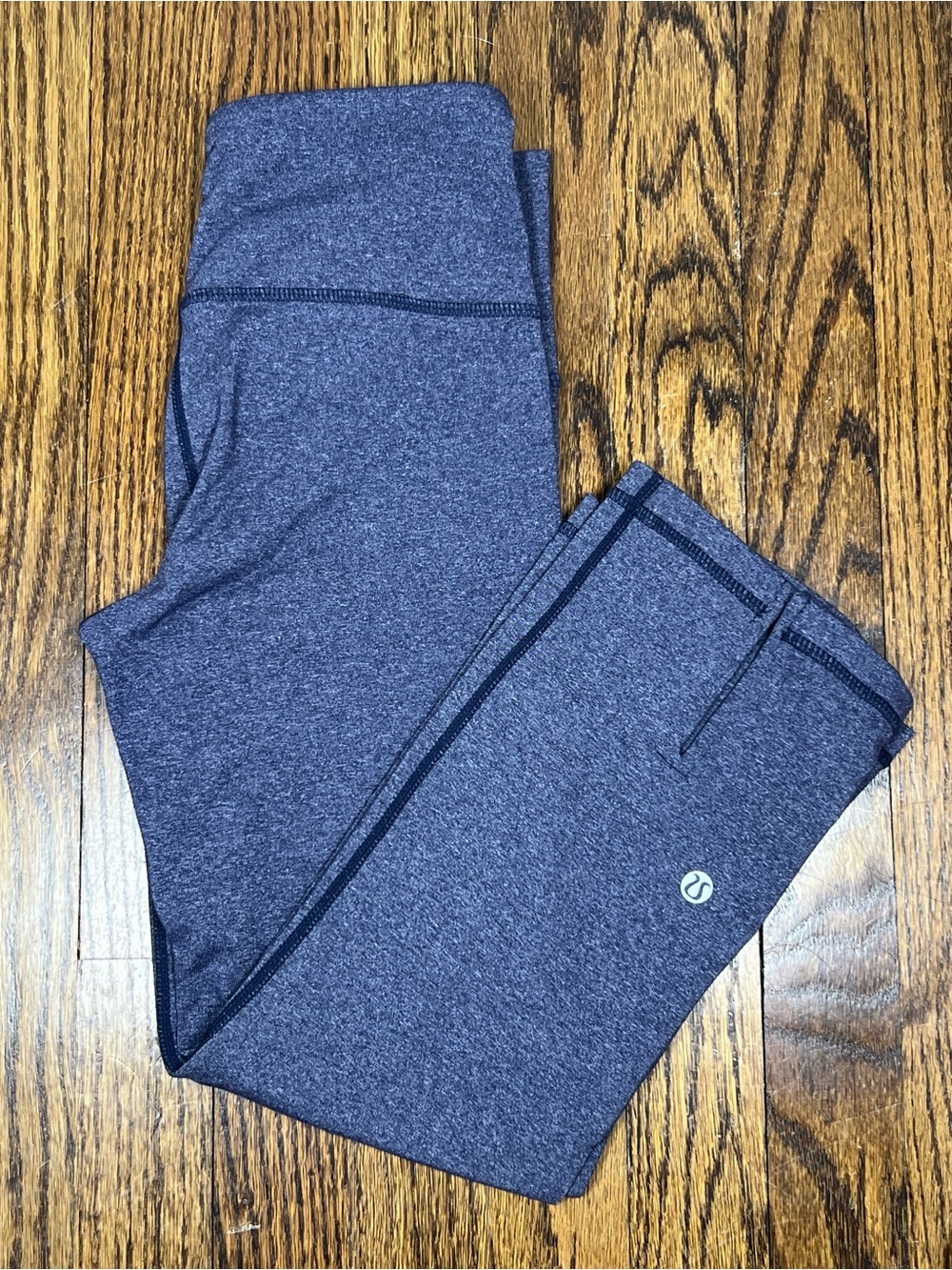 Lululemon Pants Women Blue High Rise Capri Leg Slit Leggings Workout Gym Sz 2